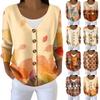 Women's Fashion Long Sleeve Christmas Snowman Snowflake Print Jacket Cardigan