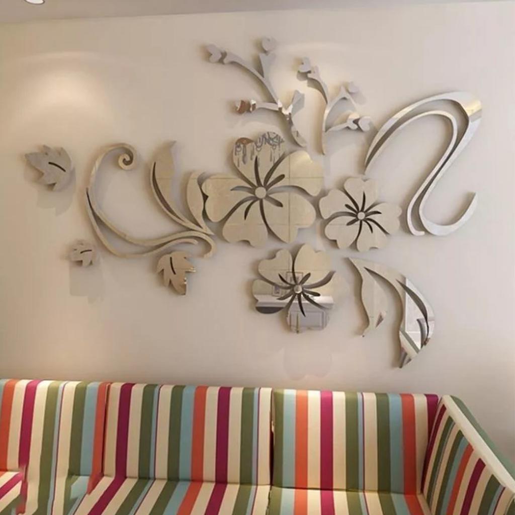 Acrylic Mirror Wall Sticker Removable 3D Wall Decal for Living Room Bedroom Bathroom Studio