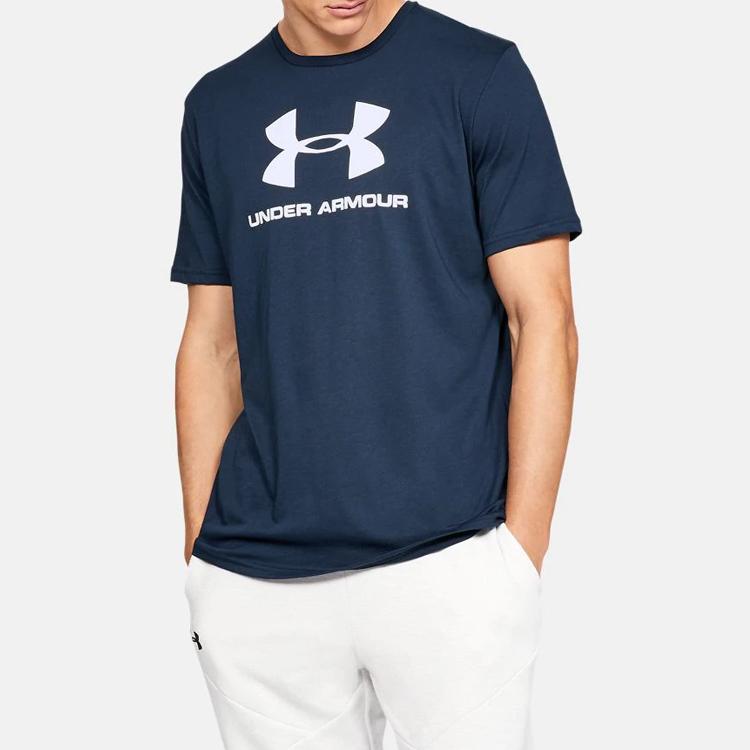 Under Armour Спортивная спортивная футболка с круглым вырезом прямого кроя и короткими рукавами, мужские топы синего цвета 1329590-408