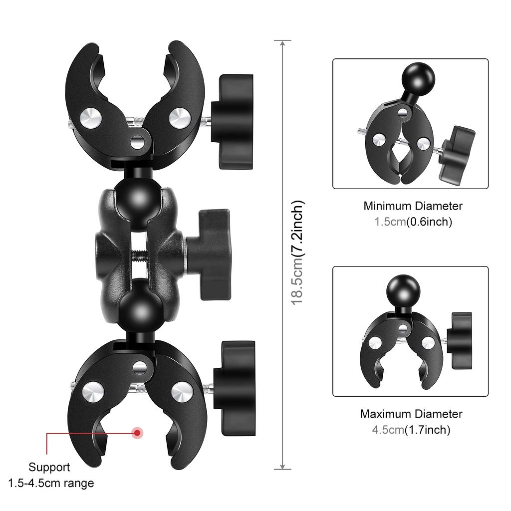 PULUZ PU495B Motorcycle Bike Handlebar Mount Handlebar Clamp Mount & 59 Inch Selfie Stick Kit Replacement for GoPro