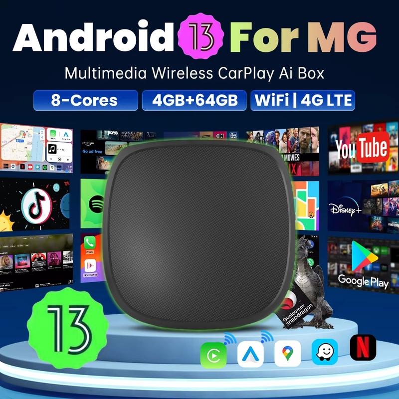 ТВ-приставка Android 13 Беспроводной CarPlay Android Auto 4G LTE GPS Для Netflix YouTube Для MG ZS EV MULAN MG4 MG5 EHS MARVEL R MAXUS