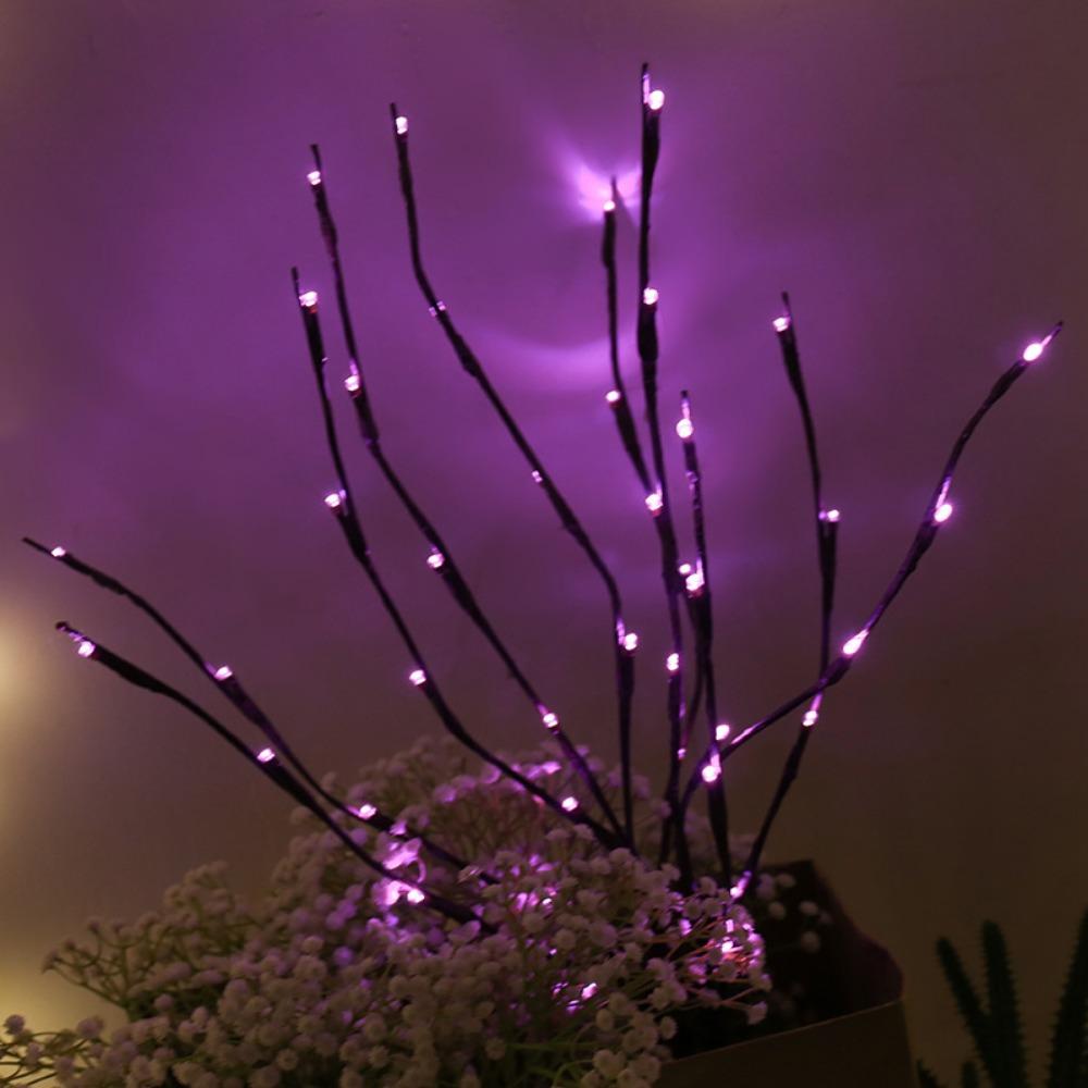 1 шт. ветка с подсветкой, на батарейках, 20 светодиодных гирлянд, домашнее DIY украшение, теплый белый или цветной, без батареек