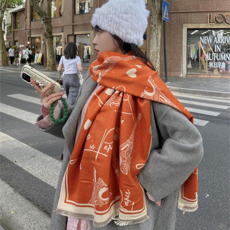 The New Model Is a Winter Construction Wind Tower Scarf, Cashmere Warm Scarf, Student Male and Female Couples Scarf.