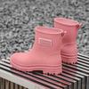 Medium Tube Rain Shoes Women's Warm Fashion Korean Version of Versatile Princess Water Shoes Campus Adult Rain Boots Women's Non-slip Soft Rubber Shoe