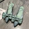 2022 European Women's Silk Bow Pointed Toe Sandals - Summer Two-Wear Square Heel