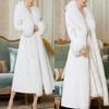 Europe, America, autumn and winter new high-end imitation fox fur collar fur coat woolen coat thin large size long cotton clothes