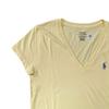 Polo Ralph Lauren однотонная футболка с вышитым логотипом и V-образным вырезом, короткий рукав, женские топы, желтый цвет 211682523-089