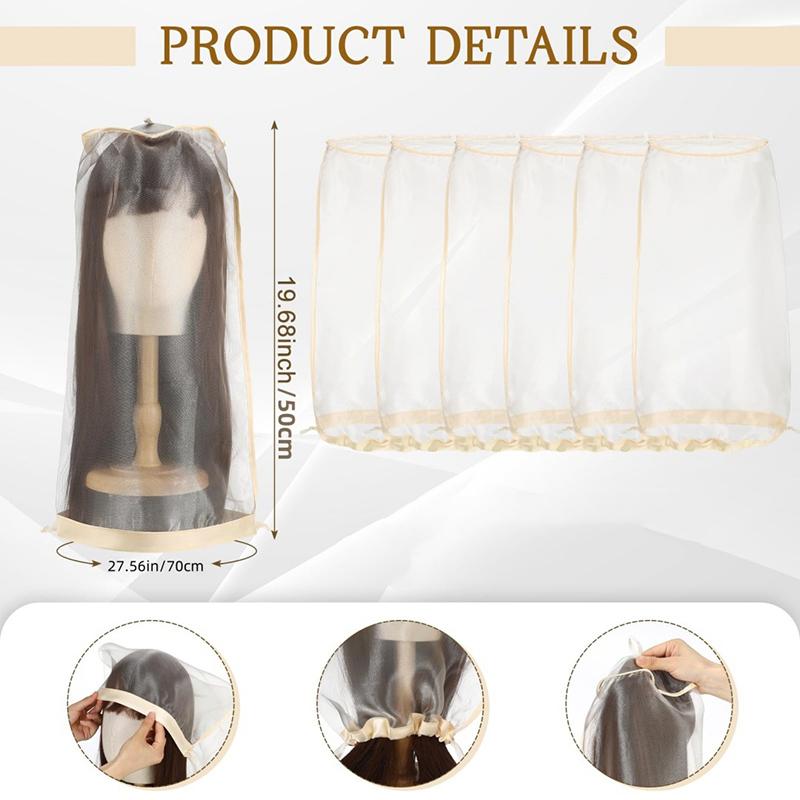 3 шт. Унисекс Взрослый Пыльник для парика Регулируемый со шнурком Портативный дорожный органайзер для защиты парика от грязи и пыли для упаковки