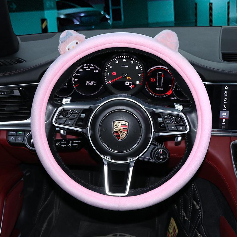 Plush Goddess Style Steering Wheel Cover for Winter - Cute, Non-Slip, Universal Fit for Four Seasons