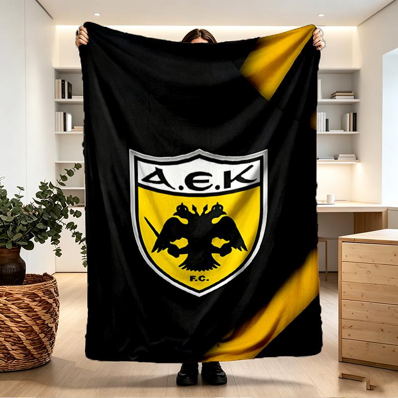 AEK Athens FC Print Blanket - Soft & Comfortable, for Bedroom, Travel, Sofa, Home Decoration - Birthday Christmas Gift for Friend