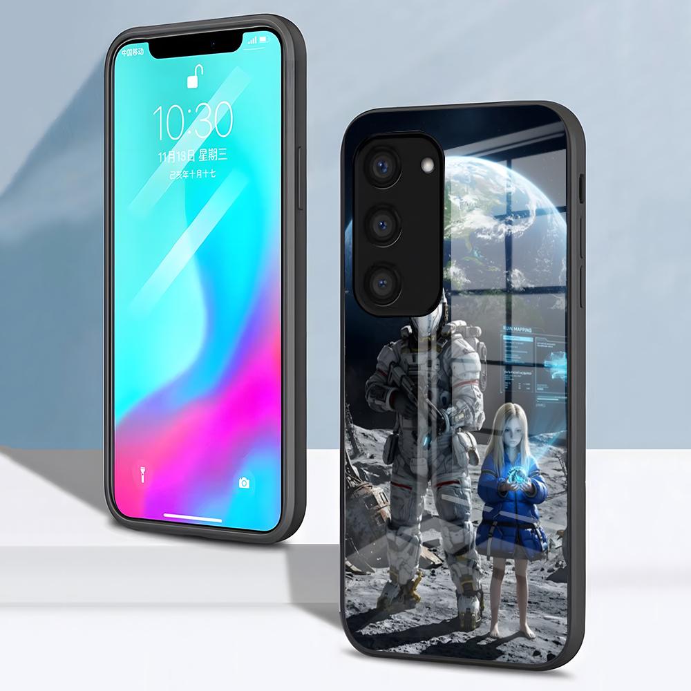 Чехол Diana Pragmata для Samsung S26 S25 S24 FE S23 S22 S21 Plus S20 Ultra Note20Ultra Черное Стеклянное Покрытие
