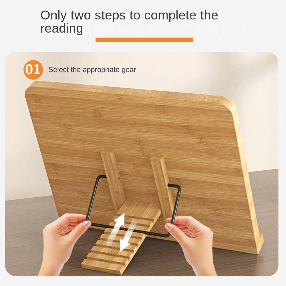 Comfortable Reading Wooden Book Stand 8 Adjustable Tilt Angles Cookbook Bracket Study Room