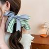 Korean Style Square Cloth Hair Tie Bow Women Ponytail Holder Plaid Silk Ribbon Scrunchies  Summer