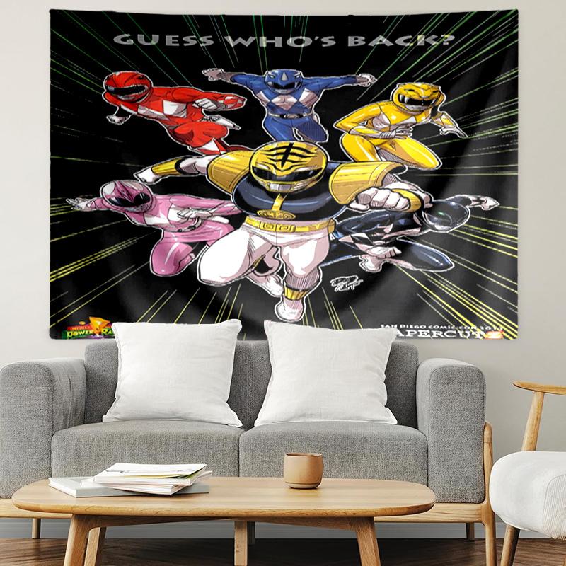 Mighty Morphin Power Rangers Print Tapestry, Lightweight Wall Hanging, for Bedroom, Dorm, Living Room, Home Art Decor - Birthday Christmas Gift for Fr