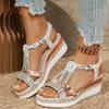 Fashion Shoes for Women Summer Women Wedge Bohemia Rhinestones Casual Platform Sandals Female Peep Toe Outdoor Beach Shoes 36-43