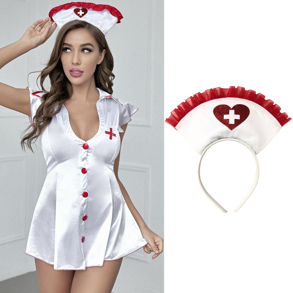 Nurse Hat Halloween Headband for Womens Girls Daily Wearing Halloween Party Fancy Dress Cosplay Hair Accessories