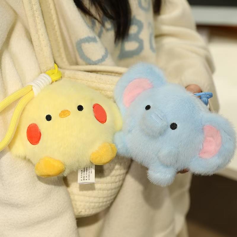 10cm Cartoon Animal Plush Doll Round Bee Elephant Chicken Cat Cow Sea Otter Plush Toy Home Decoration Gift for Children