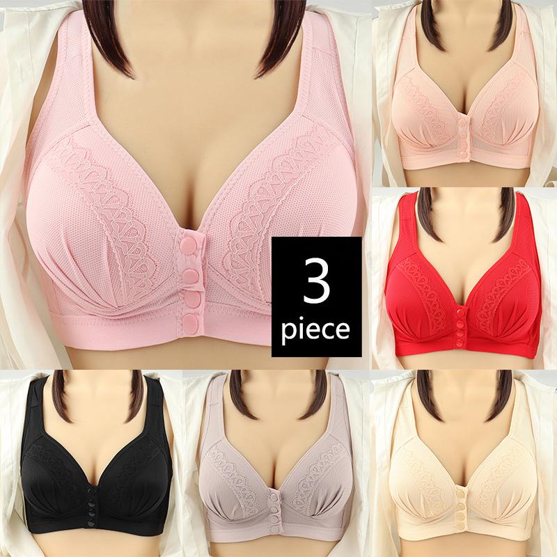 3 шт./компл. бюстгальтер с застежкой спереди, бюстгальтеры пуш-ап, бесшовный беспроводной бюстгальтер, женское удобное нижнее белье, сексуальное женское нижнее белье 36BC-46BC