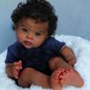 50cm Reborn Baby Doll Raven Black Skin Hand Rooted Curly Hair Doll Toy Soft Cloth Body Dolls Toys