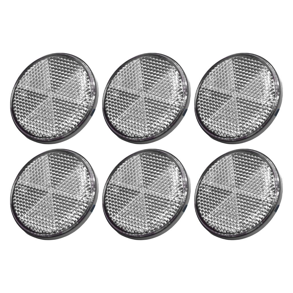 6pcs Round Reflectors Self Adhesive 2.24in Safety Reflector for Mailboxes Driveway Tunnels Post Cars Trailer White