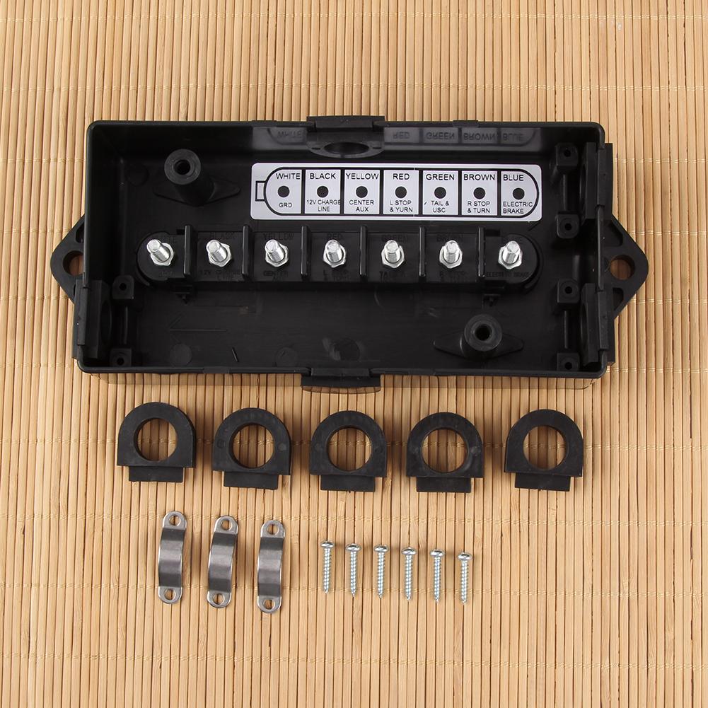 7 Way Weatherproof Trailer Plug Wiring Electrical Wire Cord Junction Box
