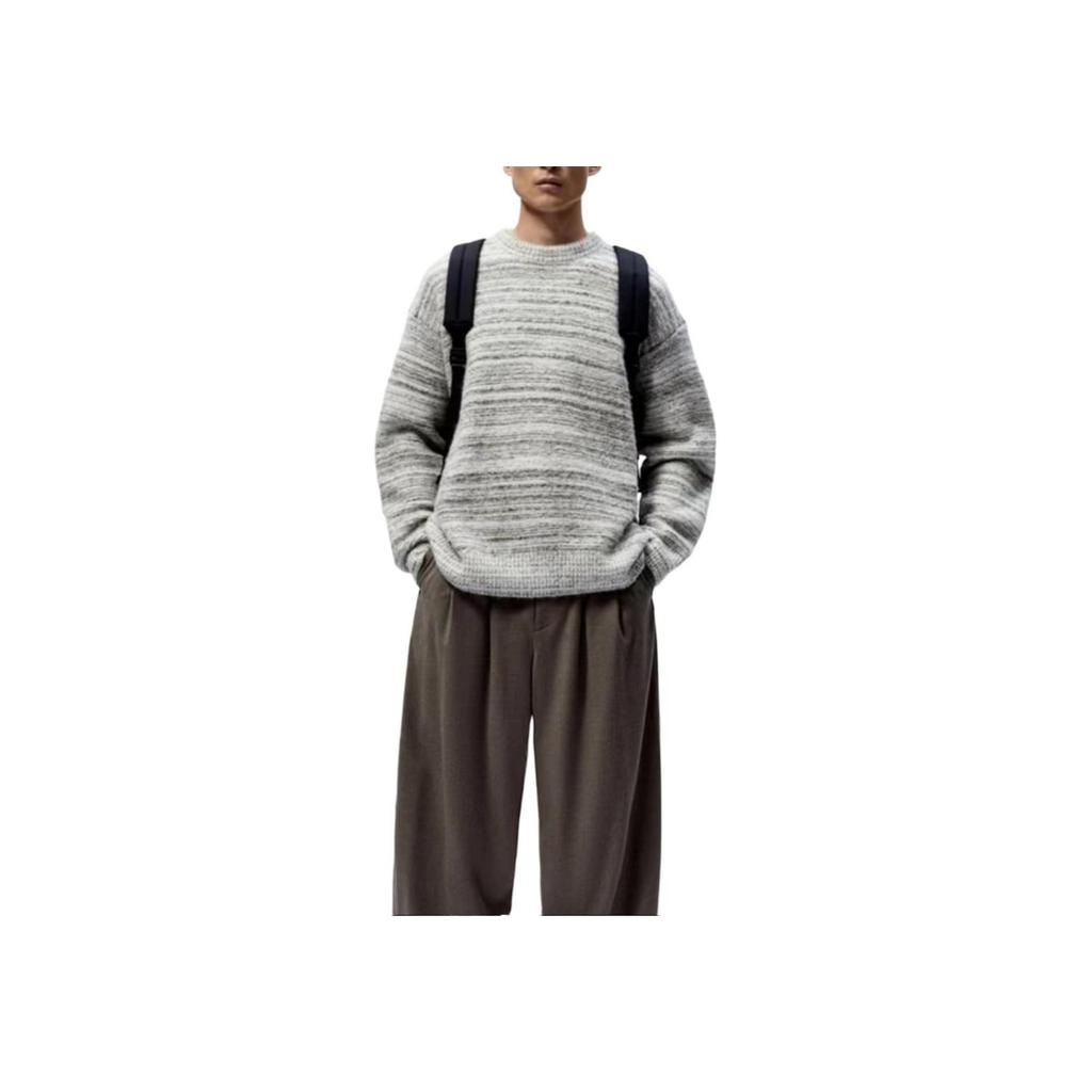 Zara X Studio Nicholson Collaboration Simple Comfortable Casual Crew Neck Long Sleeve Knit Sweater Men Sweater Gray 0693306-251