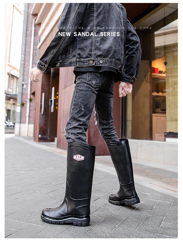 Men's 45CM High Work Rain Boots: Durable, Non-Slip, Waterproof, Thick-Soled for Construction