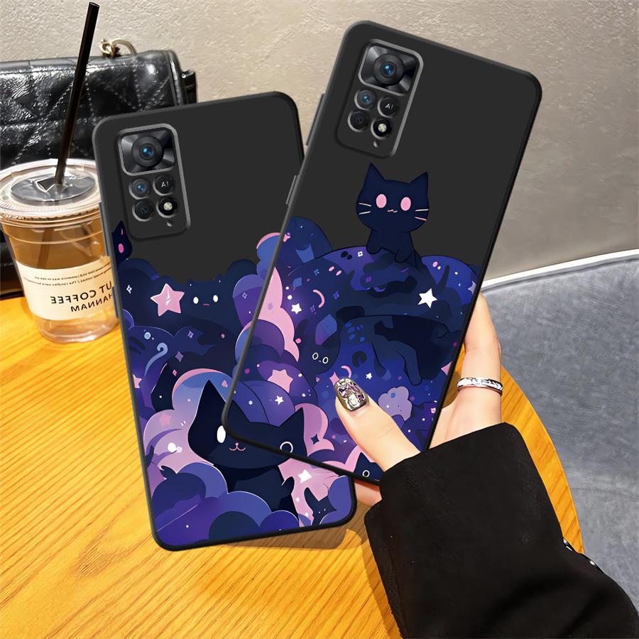 Чехол для телефона для Xiaomi Redmi Note 14 9 8 7 K40 K80 12C 13C A1 A2 A3 13 Pro Plus A4 A5 12 11 Pro 10 11S 14C 12S Черный Кот