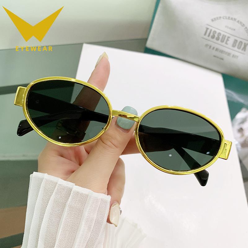 Солнцезащитные очки женские модные металлические солнцезащитные очки в иностранном стиле мужские очки кошачьи глаза овальные широкополые ноги с очками