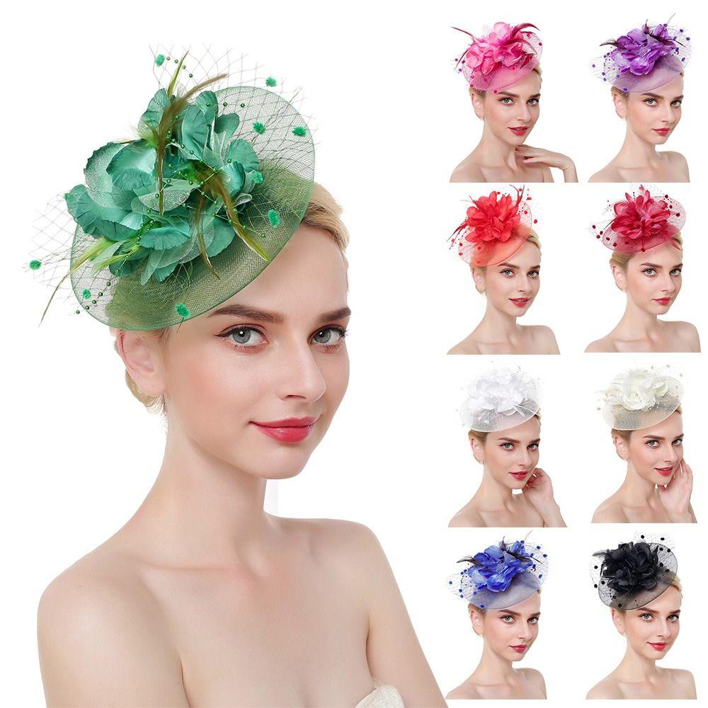 Аксессуары для волос Шляпки-фасинаторы Свадебный цветок Сетка Повязка на голову Головные уборы Женщины Девушки