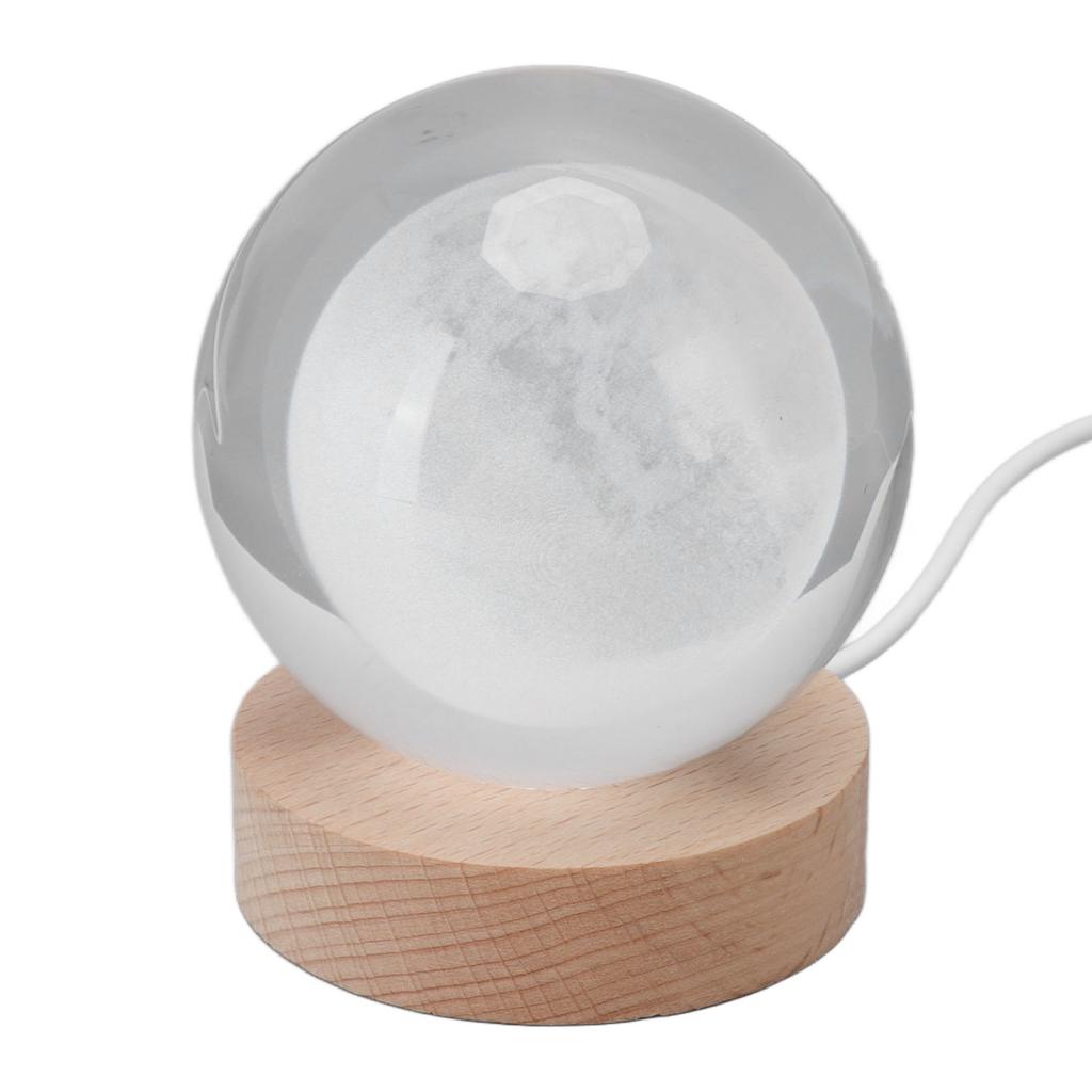 3D Лунный Ночник Хрустальный Шар Ночник Светодиодный Деревянный Резьба Столешница Украшения для Друзей