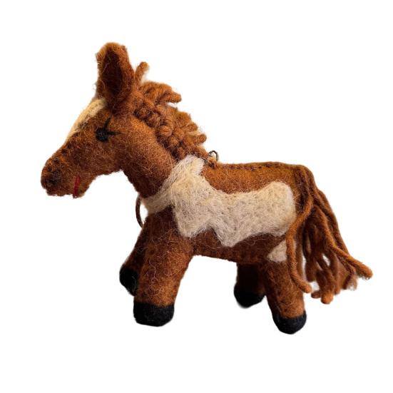 Винтажное ручное войлочное украшение-лошадка, символ Китайского Нового года, шерстяной животный амулет для украшения елки, дома, автомобиля, рюкзака