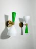 Настенный светильник «Диаболо» середины века: Латунь, Зеленый и Белый, Набор из 2 шт.