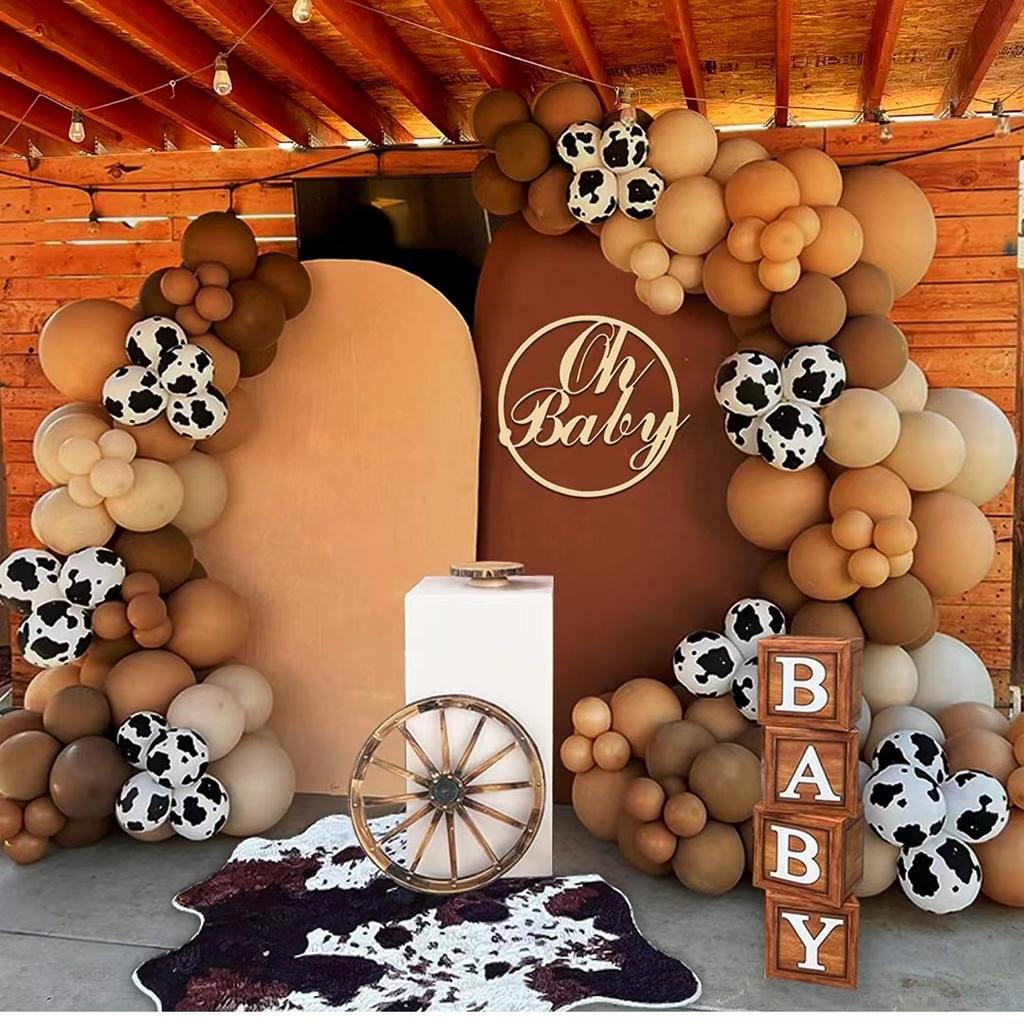 158 Piece Cow Balloon Vaulted Wreath Kit Cow Party Decor For Baby Shower Birthday Farm