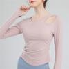 Yoga Wear With Chest Pads, Women's Pilates Sports Top, Tight And Slimming Look, Elegant Cycling Training Long-sleeved Fitness Wear For Summer