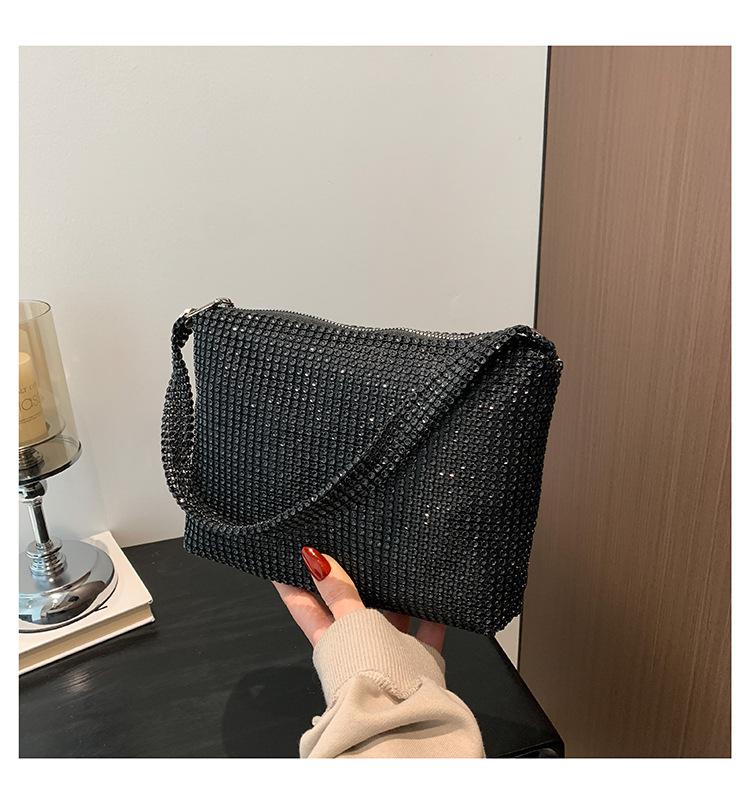 This Year's Popular Bag New 2024 European and American Fashion Rhinestone Retro Shoulder Bag Ins Women's Crossbody Armpit Bag
