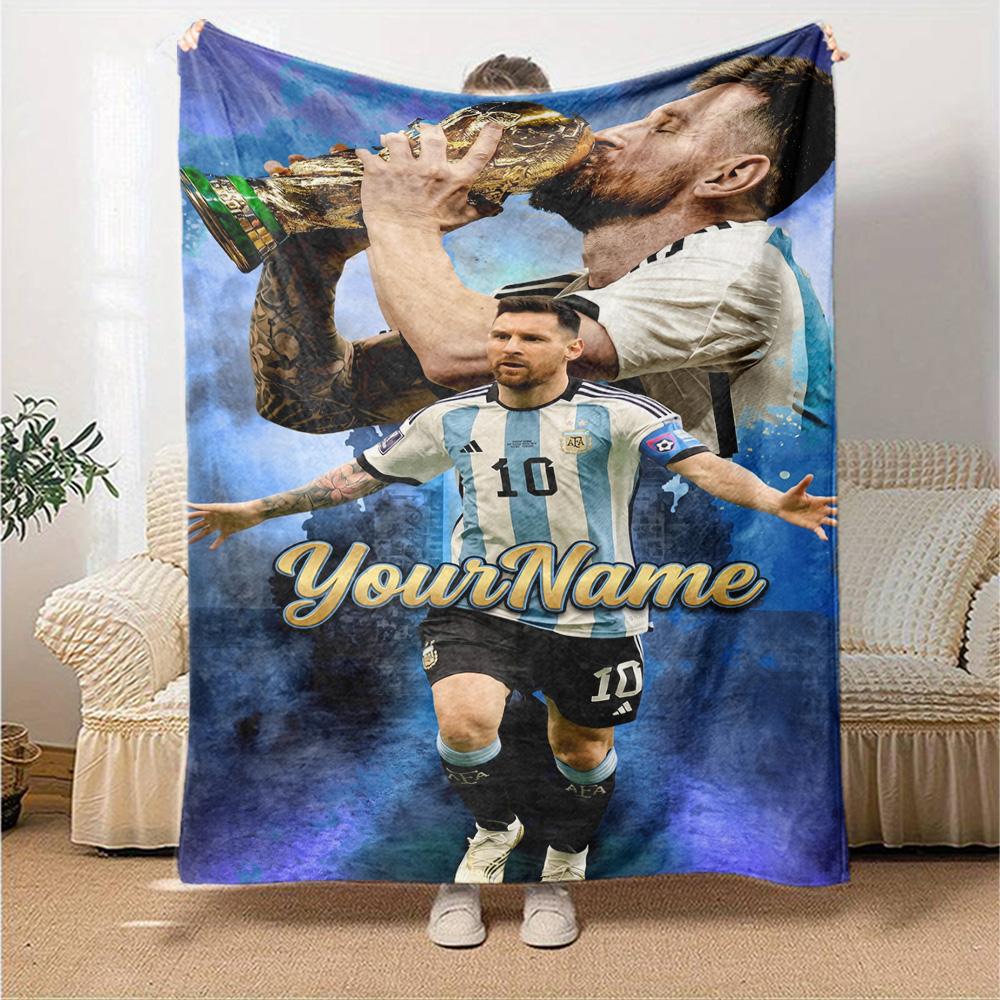 Messi Personalized Text Blanket Multi-purpose Personalized Blanket Durable Comfort Throw For Chair Living Room Bedding Couch for All Occasions