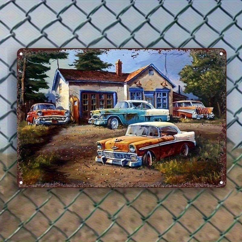 Авангардная автомобильная металлическая художественная картина для декора гаража