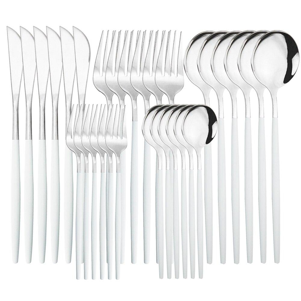 30 шт./6 компл. столовая посуда золотые ножи вилка десерт кофейные чайные ложки ложки набор столового серебра столовые приборы из нержавеющей стали кухонная посуда