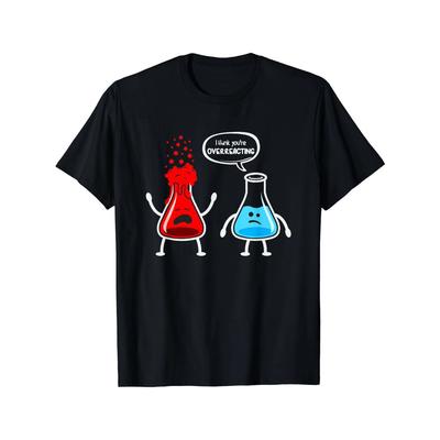 Футболка с забавным рисунком Chemistry Nerd для мужчин — повседневная черная футболка с дизайном «Black Hole Overreacting», круглый вырез горловины