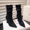 High Heels Ankle Boots Women Suede Pointe Toe Shoes Designer Party Shoes Woman 2025 Trend Fashion Goth Chelsea Pumps Botas Mujer