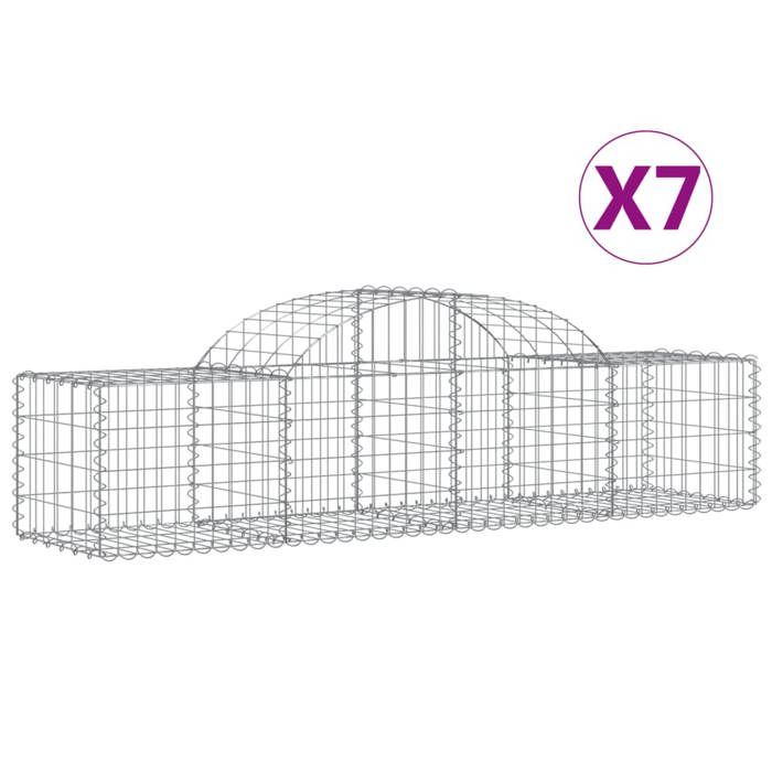 VidaXL Curved Gabion Baskets 7 Pcs 200x50x40/60 Cm Galvanized Iron, Gabion, Gabion Cage, Gabion Wall Basket, Wall 3146262