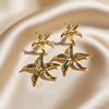 Abalone shell Starfish Large Dangle Drop Earrings for Women, Elegant Stainless Steel Pendant Earrings, Stylish Statement Jewelry