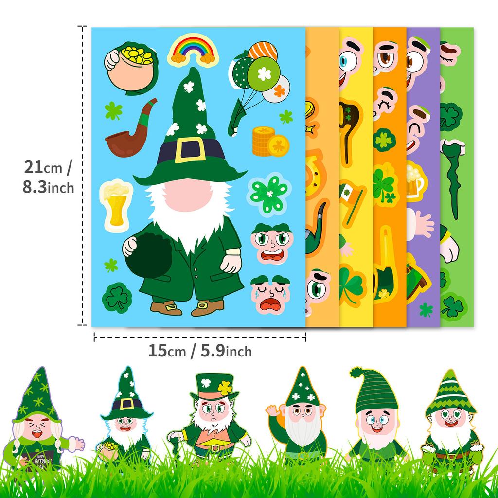 6 Diy St Patrick'S Day Stickers Headbands Irish Hat Festival Puzzle Stickers Iii