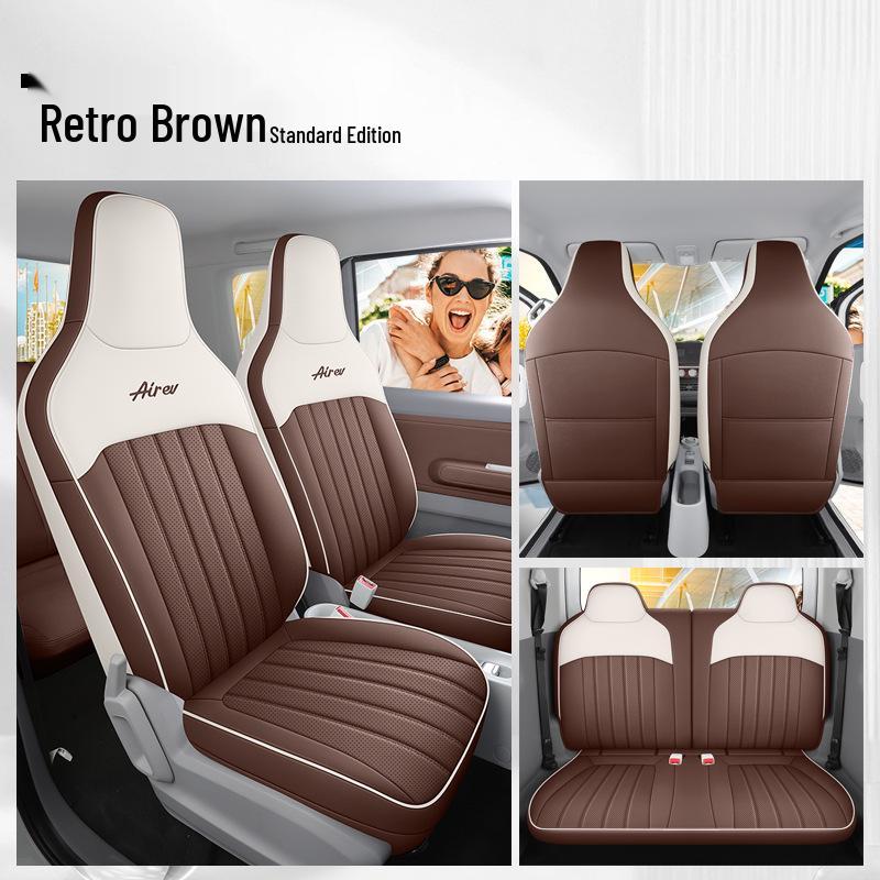 Custom-Fit Leather Car Seat Cushion for Wuling Qingkong - Cute Cartoon Design, Full Coverage for Four-Seat Models