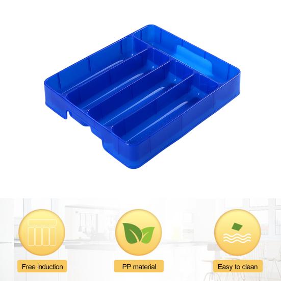 Storage Box 5-Compartment Utensil Organizer Convenient Durable Tableware Storage Tray for Kitchen Drawer
