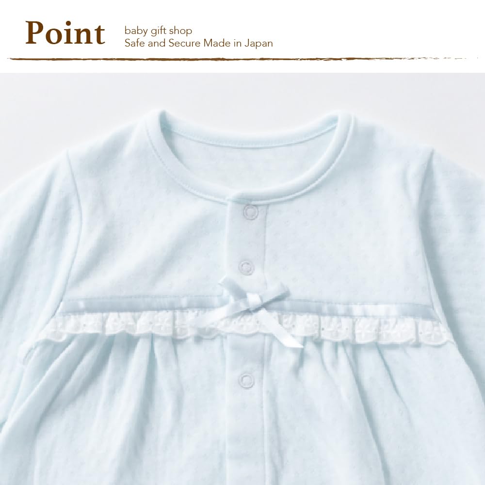 Cream De Coco Satin Ribbon Made In Japan for and Two-Way All-in-One [Crotch Snaps/2-Way] Newborn/Baby, 100% Cotton, [Suitable Spring, Autumn, Winter],