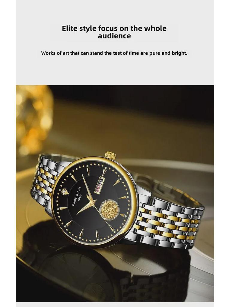 Автоматические мужские механические часы Jinlong с прозрачным корпусом и ремешком с застежкой-бабочкой