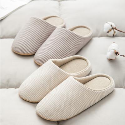 Осень и зима Японский стиль домашние комнатные мягкая подошва нескользящие бесшумные мужские и женские хлопковые тапочки бесшумные для послеродового периода напольные домашние тапочки