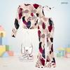 Girls Round Neck Long Sleeve Printed Top Flared Pants Two Piece Set